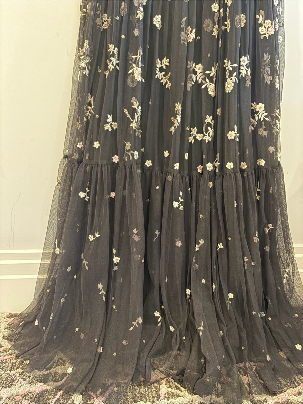 Needle & Thread Black Dress with Ivory Embroidery - Picture 4 of 9